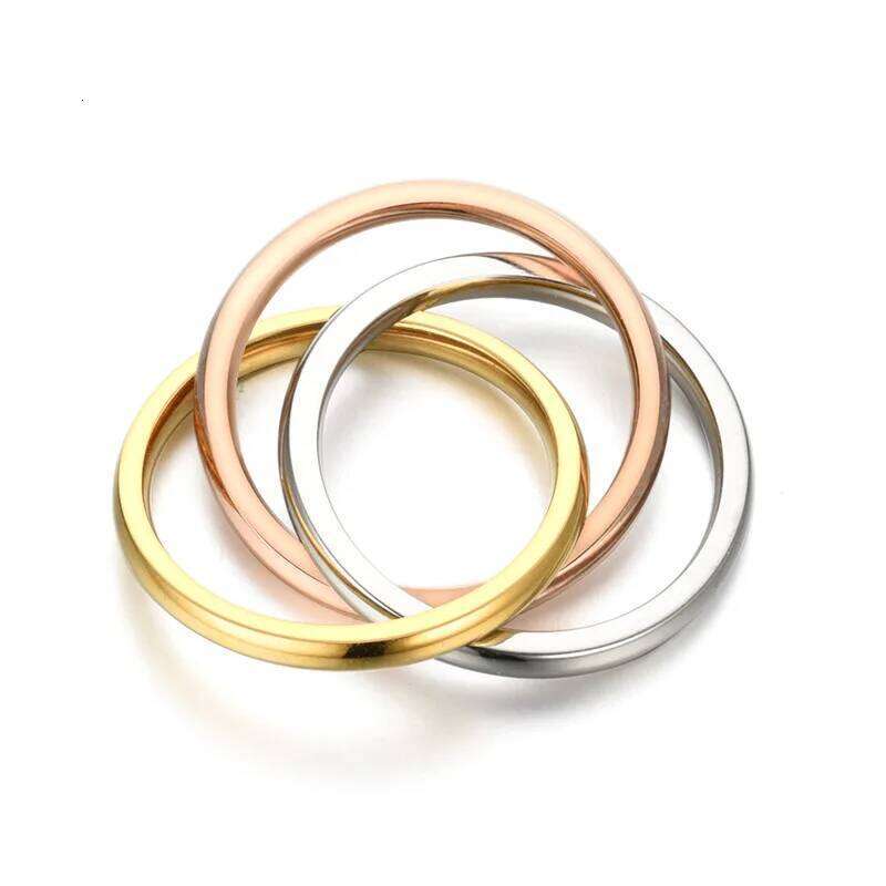 Classical Triple Ring Interlocked Wedding Jewelry Accessories Fashion Three In One Sets Stainless Steel Rings for Women H260312
