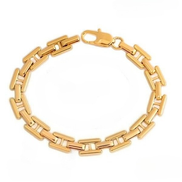 Smooth Silver Plated H Shaped Chain Bracelet Polished Fashionable Men s Daily Wear Gift High Quality Jewelry Bracelet