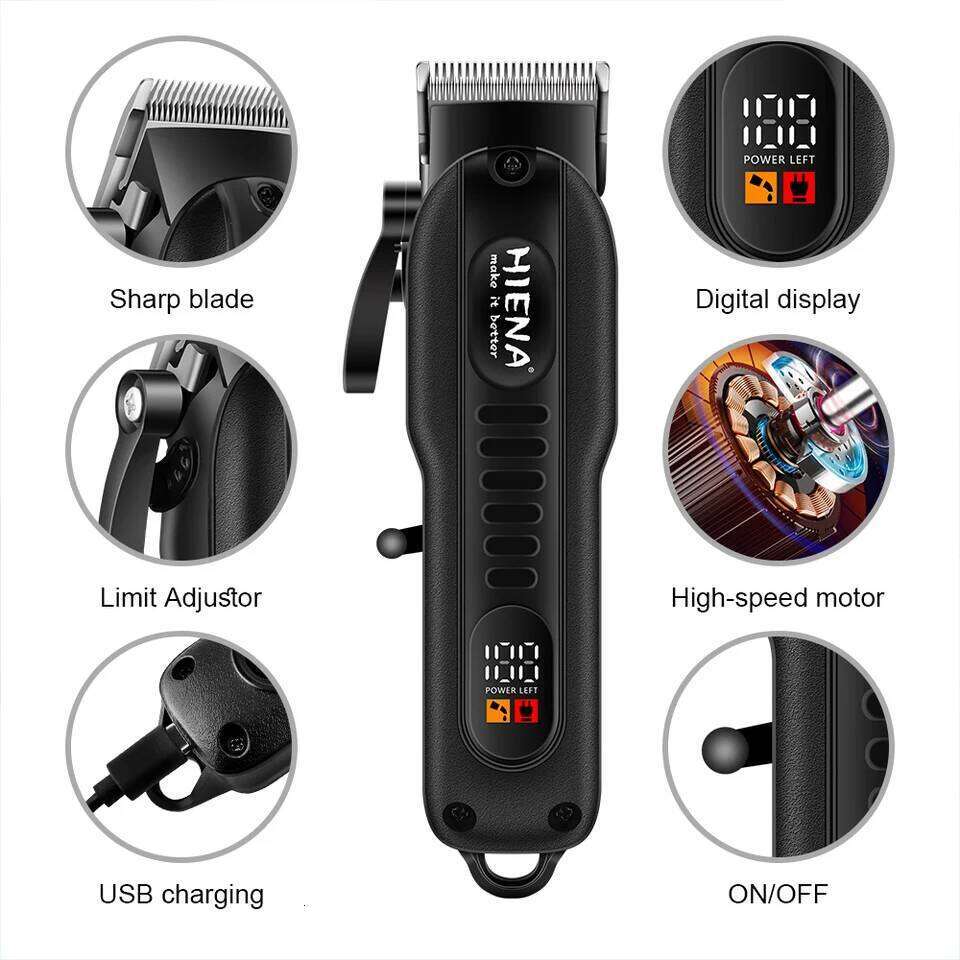 Professional Barber Electric Hair LED display screen UBS charging Trimmer Powerful electric hair clipper trimmer tool C260312