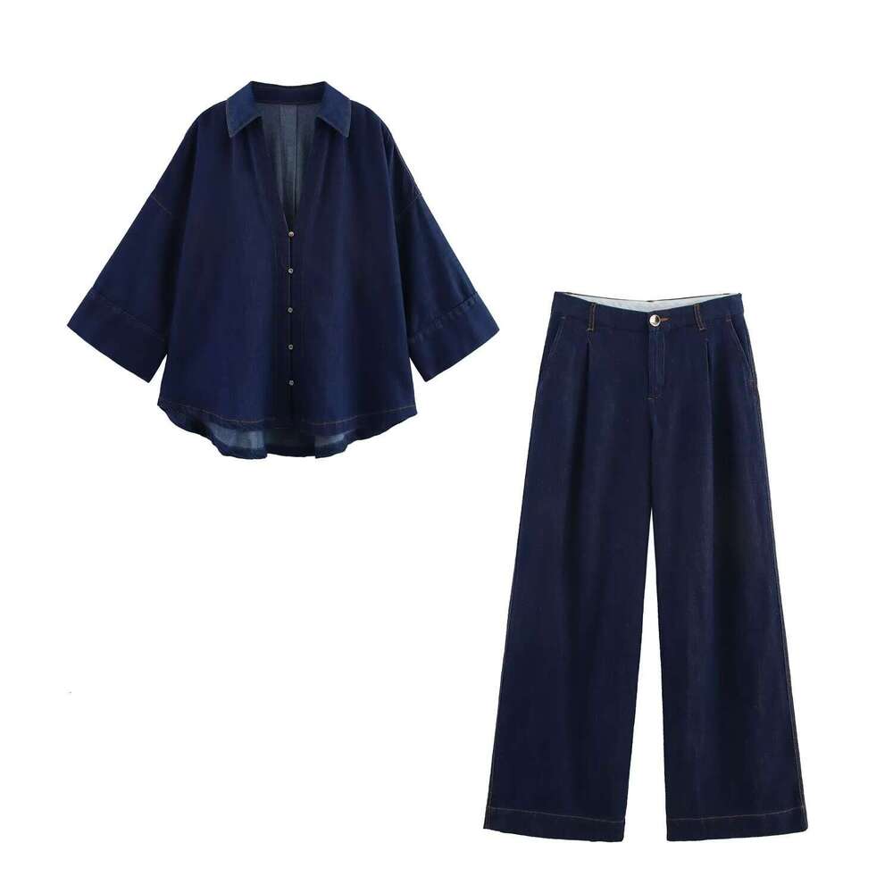 Women S Clothing Spring New Style Wide Sleeve Denim Shirt High Waisted Jeans