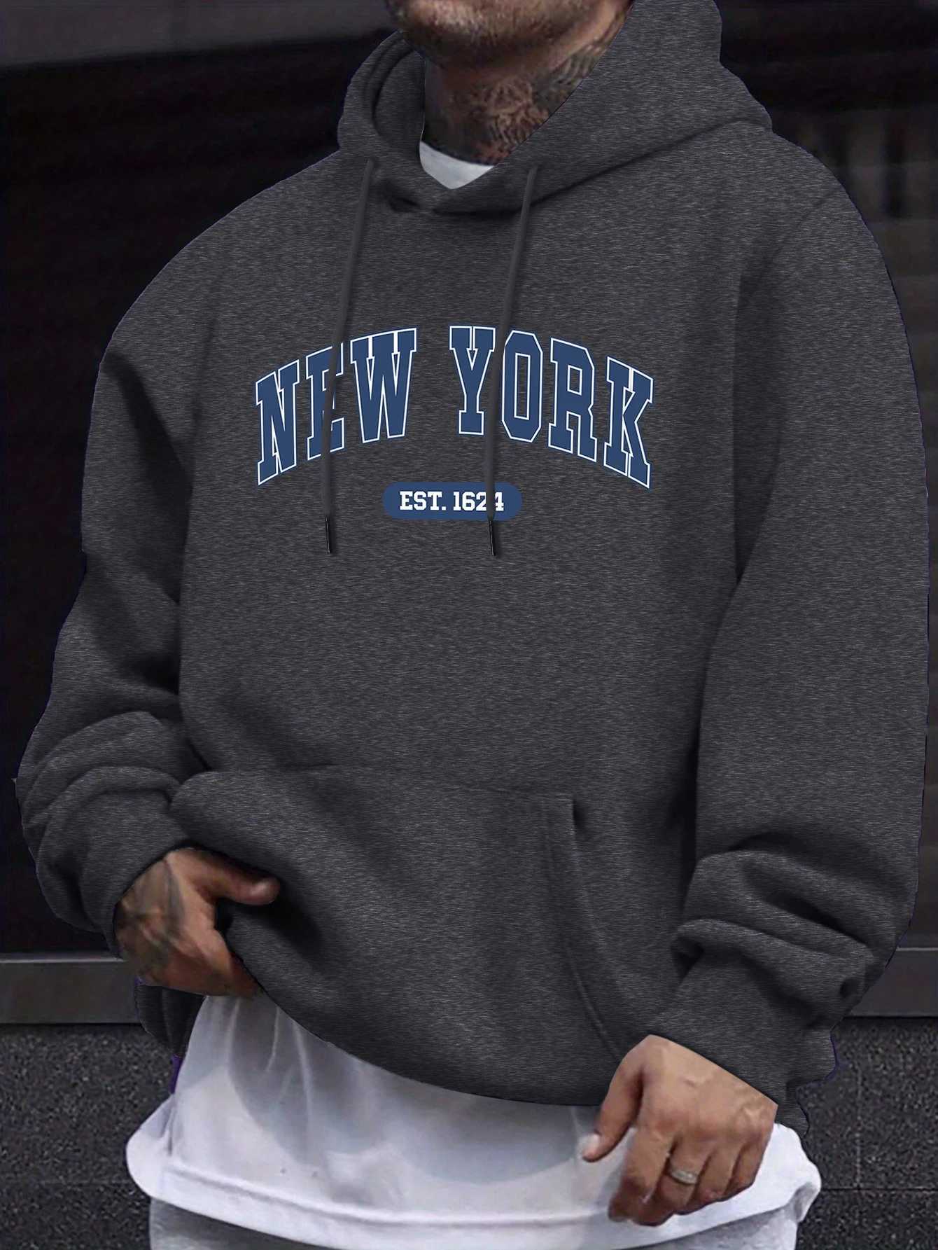 New York Creative Letter Print 12 Color Sweatshirt Male Long Sleeved Comfortable Hoodie Soft AutumnTop Street Casual Clothing M260312