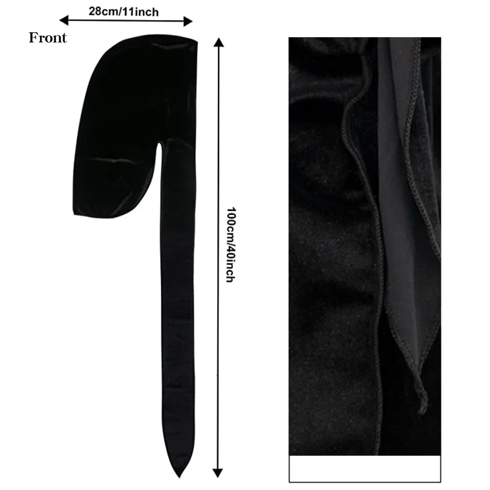 Unisex Women Men Velvet Durag Long Tail Headwrap Bandana Elastic Durags Wave Caps Mens Doo Rag Turban Cap Hip-hop Pirate Hat 260304