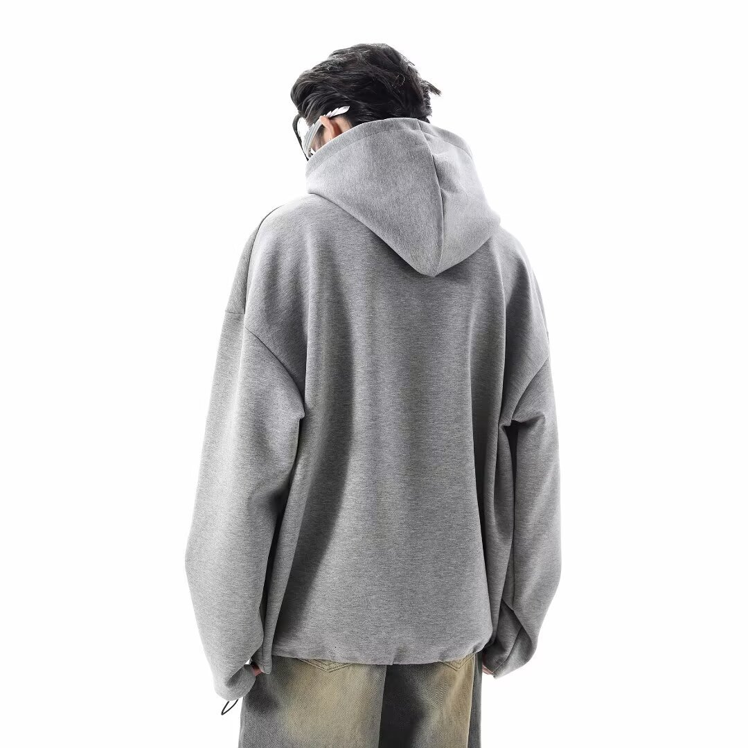 New Style Heavyweight Stand-up Collar Hooded High Street Niche Sweatshirt Unisex Solid Color Pullover Trade Trendy Designer Hoodie Brand Sweatshirt