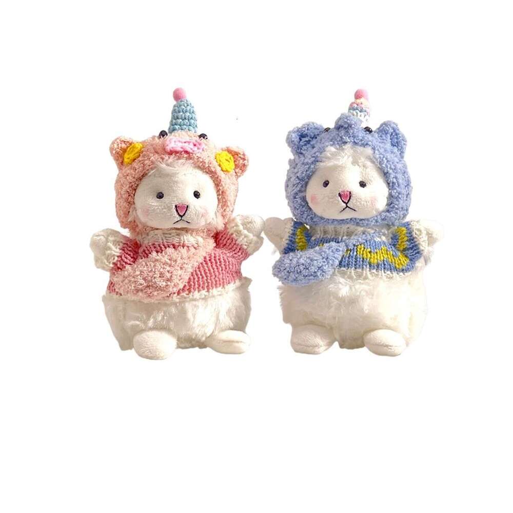Cute Pink Little Sheep Doll Bag Pendant Cartoon Plush Keychain Couple Gift Accessory