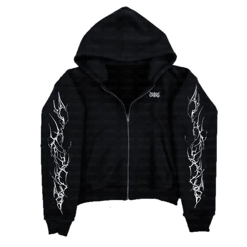European and American retro punk complex printed zipper cardigan hoodie trousers sweatpants suit street wear 260311