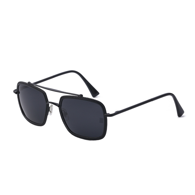 Polarized Women Driving Anti-Glare Retro Double Bridge Slingshot Square Frame for Men Trendy Sunglasses