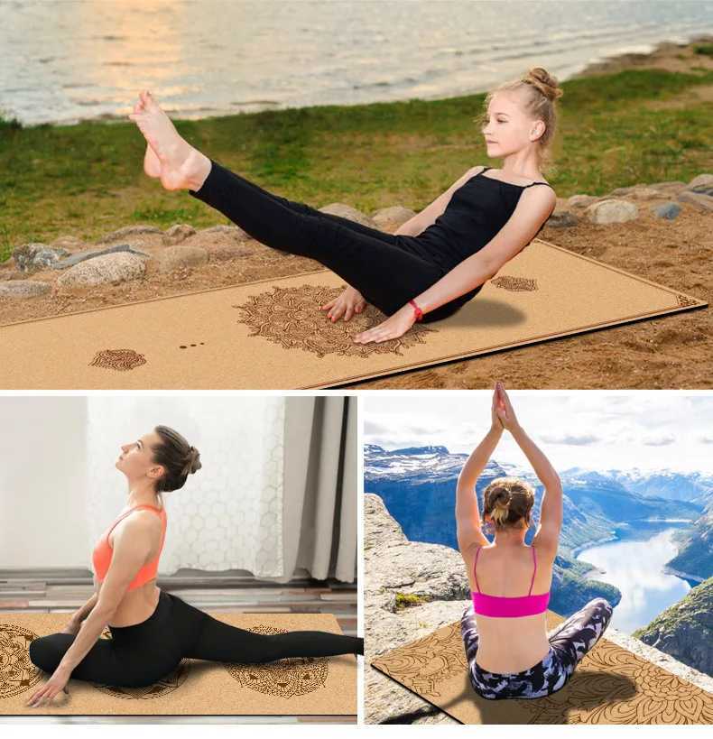 Professional Natural Cork Mat Home Thickened Yoga Fitness Mat Advanced Sense Non-Slip Rubber Yoga Mats 11 M260312