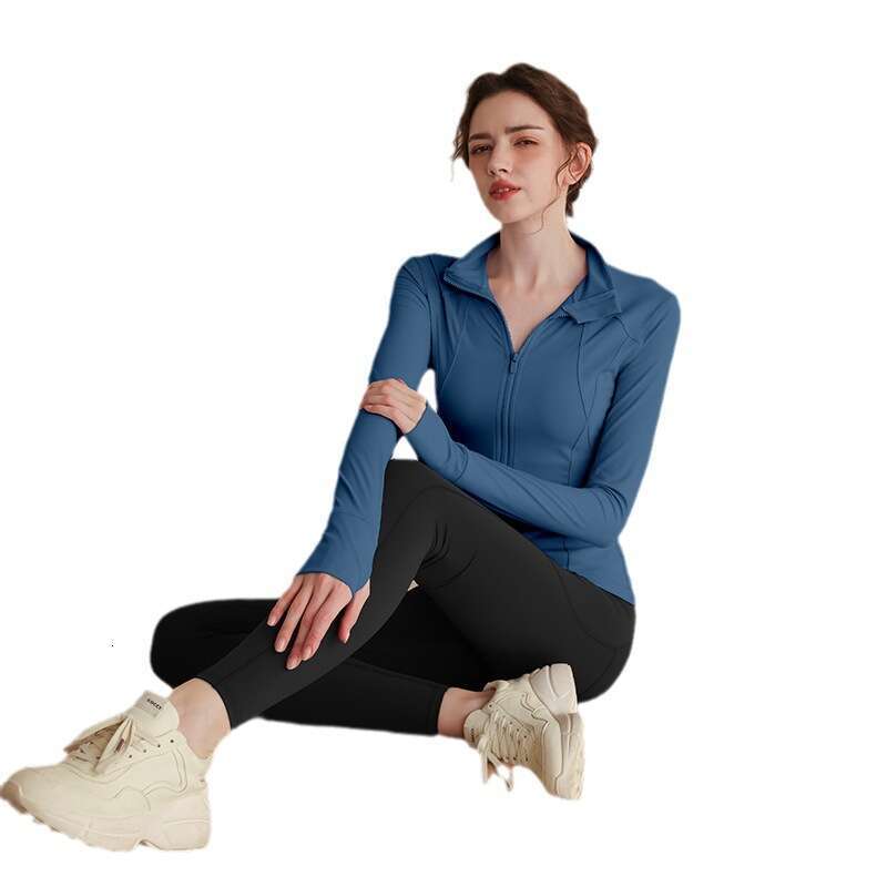 Women's yoga jacket with zipper, autumn and winter outerwear, stand-up collar, sports long-sleeve casual outdoor Designer fitness running top