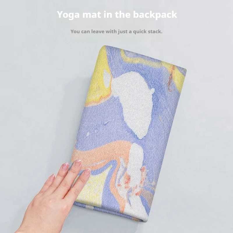 Lezyan 15mm Light Thin Foldable Suede Rubber Yoga Mat Towel Sweat-absorbing Non-slip Silent Gymnastics Workout Gym Exercise M260312