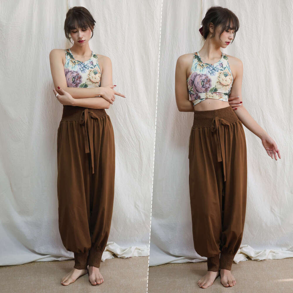 Vintage Outfit for Pregnant Women Designer with Chest Pad, New Chinese Style Gorgeous Yoga Top Set