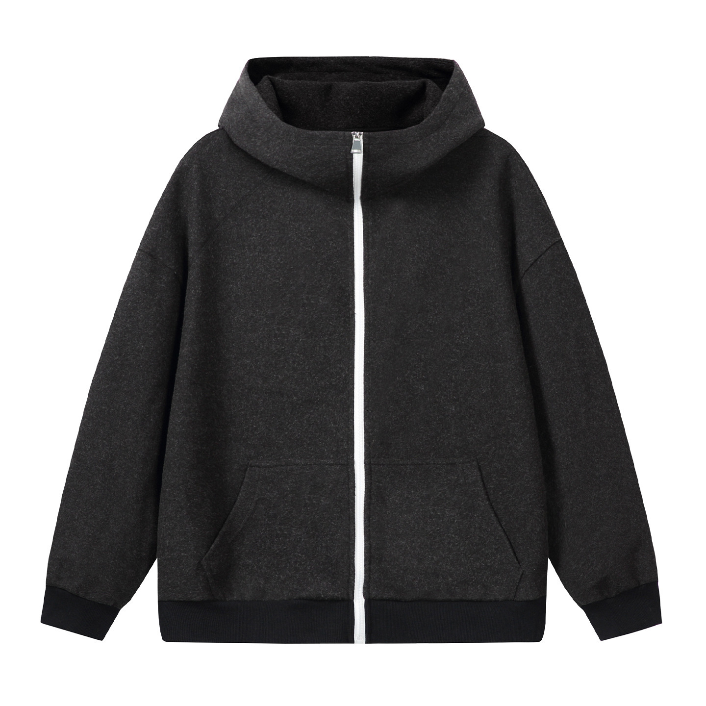 Designer Hoodie Heavyweight Textured Woolen Hooded Sweatshirt For Men Autumn Retro Color-block Zipper Couple Cardigan Jacket Coat
