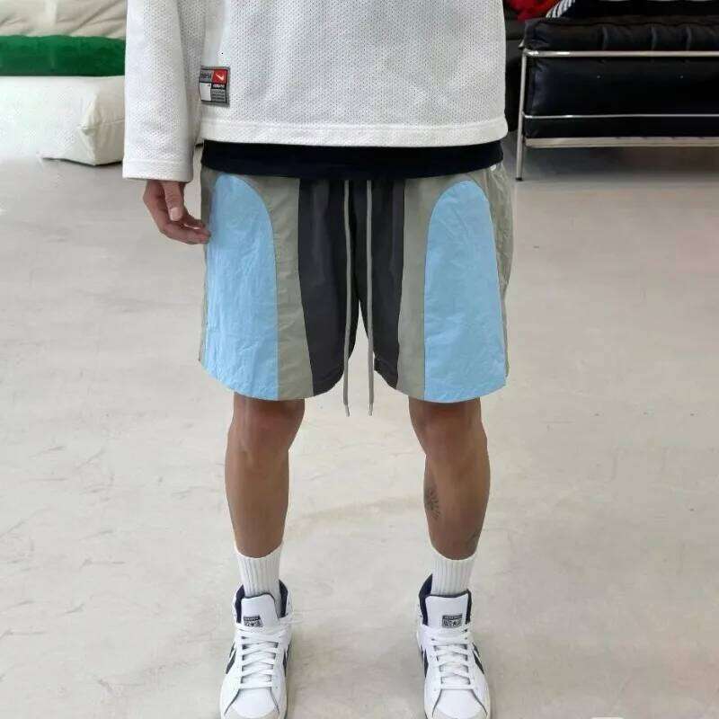 American Retro Patchwork Lightweight Sports For Men Casual Loose Basketball Shorts Unisex Quick Drying Beach Short Pants