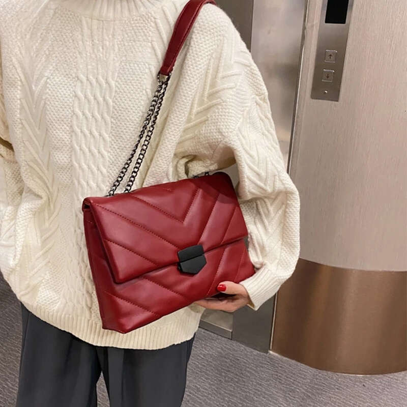 Luxury Thread PU Leather Crossbody Women Fashion Chain Messenger Shoulder Bags Female Large Capacity Lady Handbag Xiu Lai Si