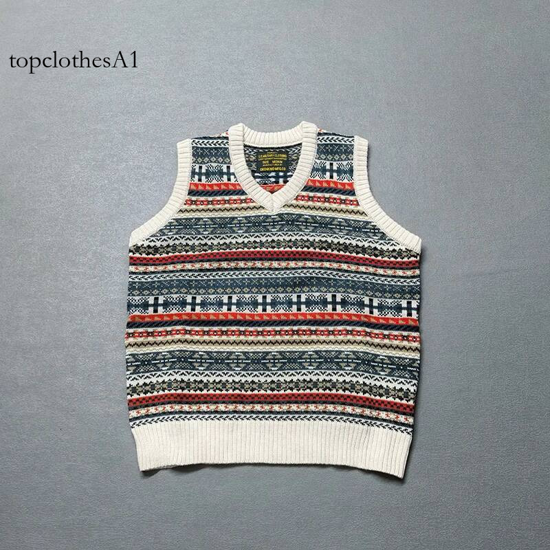 2026 Spring and Autumn American Retro Workwear British Fair Isle Sweater Vest Men's Jacquard Floral Base Wool Blended Knitwear