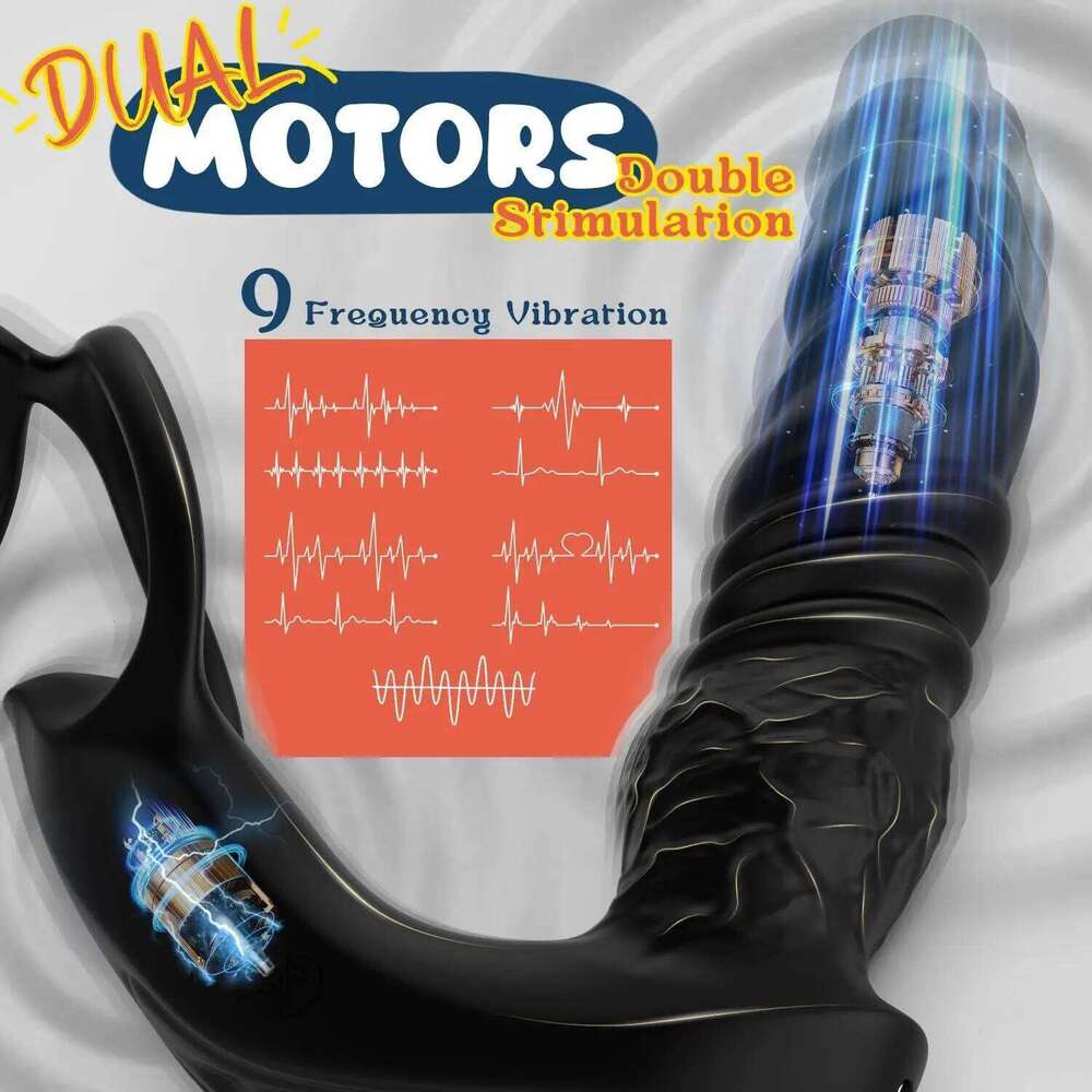 Thrusting Dildo Vibrator Male Prostate Massager Vibrating Plug with Cock Ring Adult Anal Sex Toys for Gay Men Couple Z260311