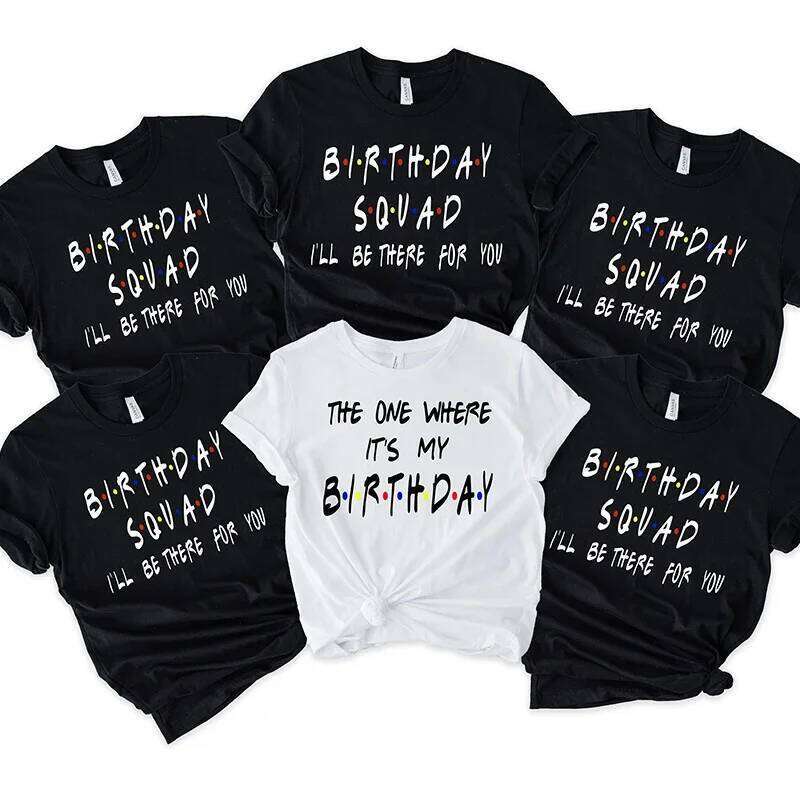 Friends Group T-shirt Happy Birthday Crew Squad Party for Girl Tees Fashion Letter Tops Y2k Graphic Women Clothing Z260312