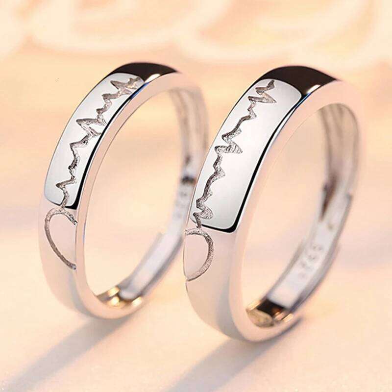 2Pcs/sets Heart Matching Couple Rings for Women Men Lover Forever Endless Love Wedding Ring Valentine's Day Dating Jewelry W260311