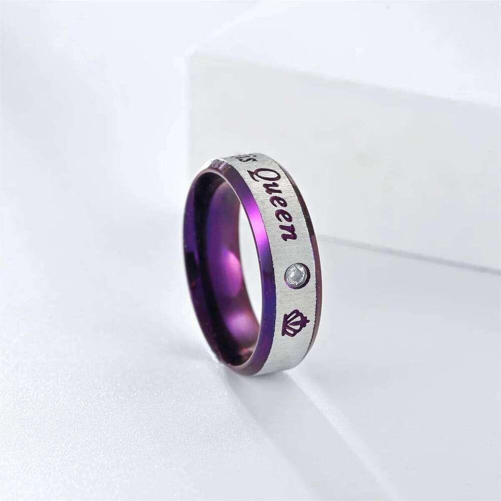 Fashion Stainless Steel Couple Her King His Queen Promise Rings For Men Women With Zircon Anniversary Wedding Band Jewelry W260311