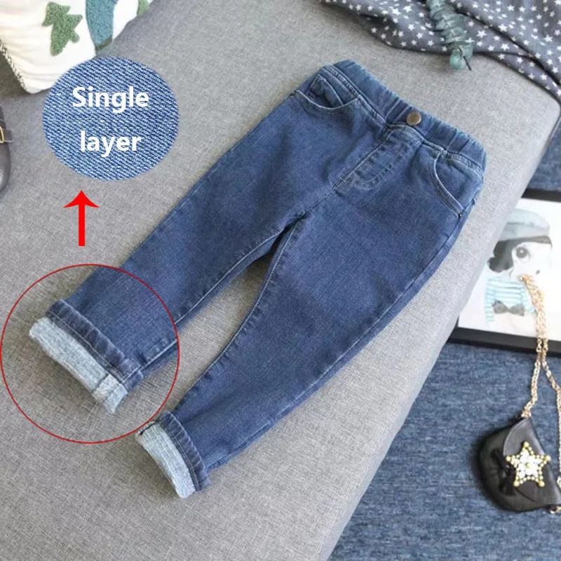 Baby Kids Spring Autumn Winter Thick Warm Jeans With Fleece For 17 Years Boys Girls Casual Denim Pants Children Trousers 260311