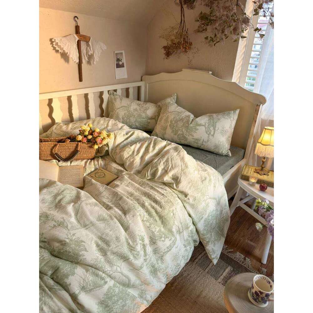 Bedding Floral Style Duvet Cover Pillowcase with Bedsheet Skin-friendly Bed Linen Set Girls Room Bedclothes H260312