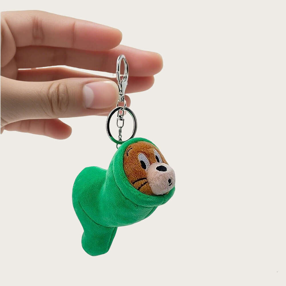 New caterpillar mouse plush keychain pendant, bowknot couple cute student bag decoration