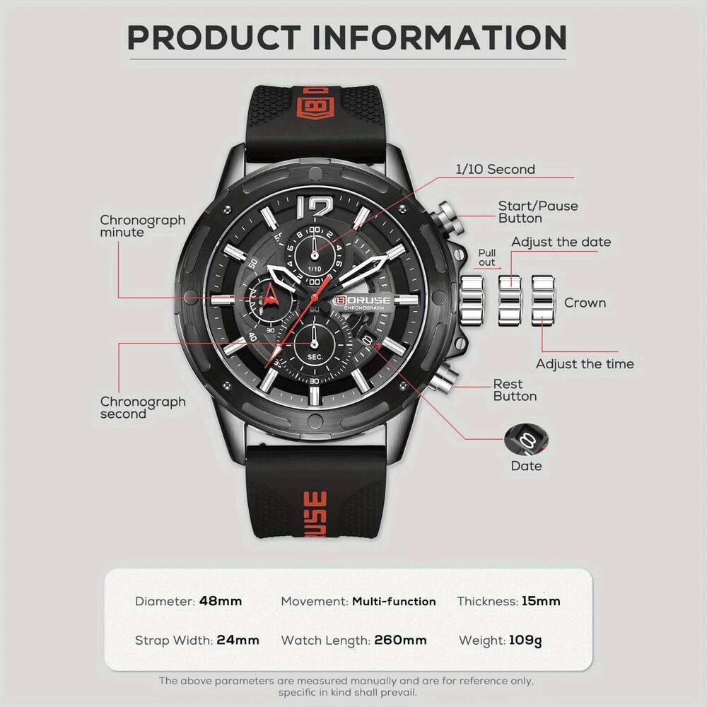 4 PCS SET BORUSE Fashion & 3pcsTriangle Spearhead Necklace Set, Mens Quartz Waterproof Watches