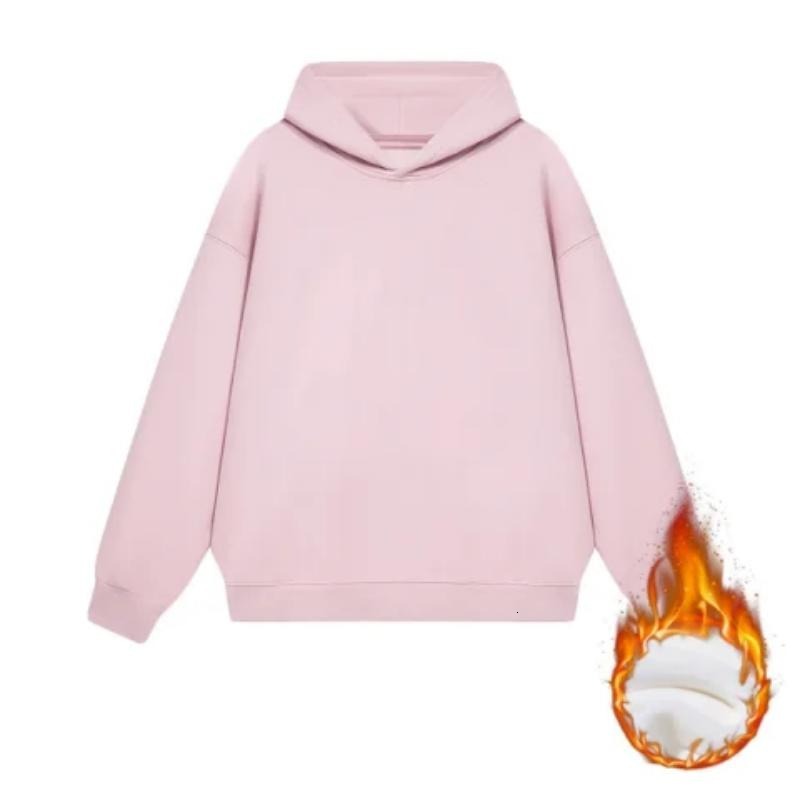 Spring And Autumn Solid Color Heavyweight 420g Fleece-lined Men's Hoodie Loose Fit Trendy High Designer Hoodie Street Style Gray Couple's Sw