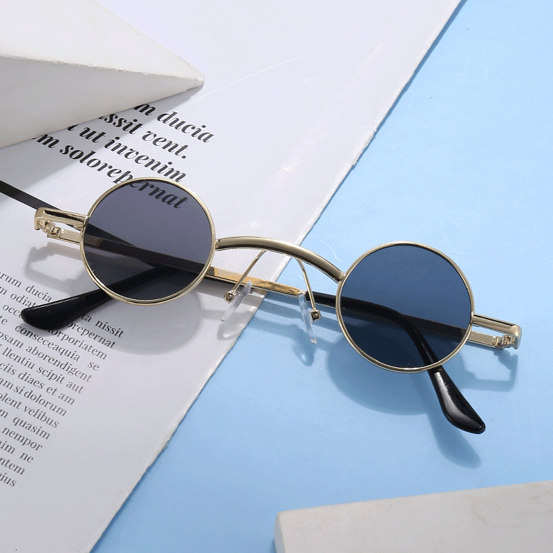 Sun Small Metal Hip-Hop Sunglasses Retro TikTok Street Style Prince Glasses Trendy Hot Item for Outings