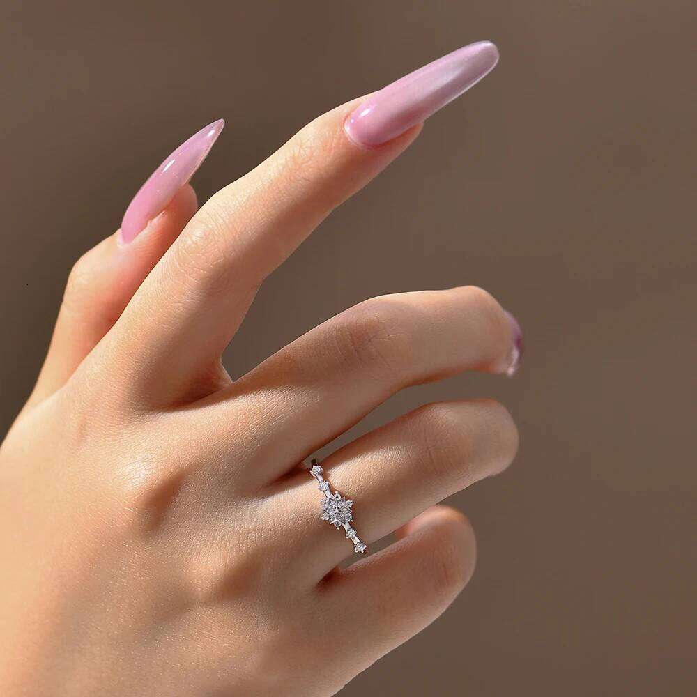 MINTYBOX Snowflake S925 Sterling Silver Moissanite Engagement Rings for Women Lab Diamond Ring 18K Gold Plated Fine Jewelry Gift H260312