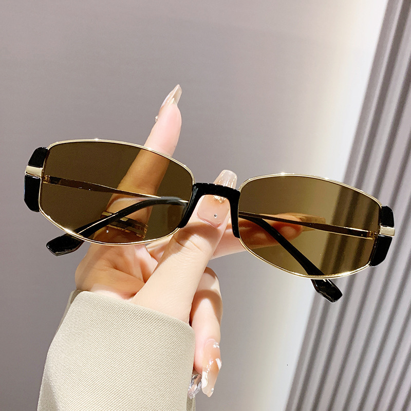Narrow Frame Cat Eye Korean Style Irregular Modern Retro High-end Slimming Sunglasses for Square and Round Faces