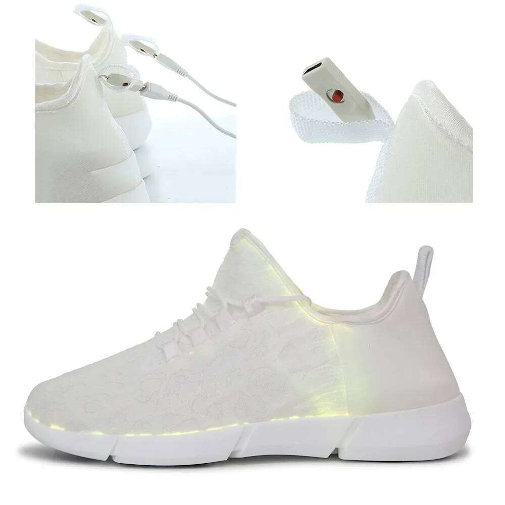 Spring Boy Luminous Glowing Sneakers Men Women Girl Kids LED Light Children Flashing Adults USB Recharge Fiber Optic Shoes H260312