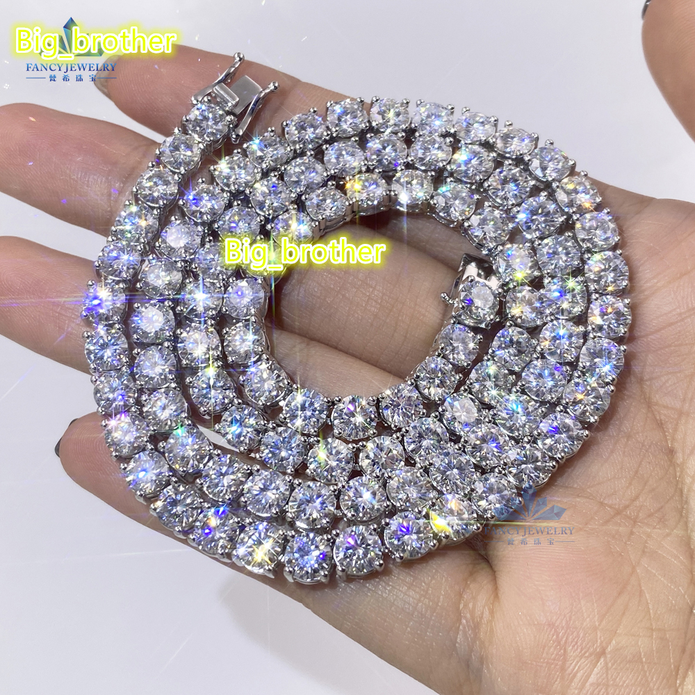Pass Diamond Tester RTS Hip Hop Jewelry Charms Iced Out 20mm-65mm Lab Diamond 925 Silver VVS Moissanite Tennis Chain Necklaces