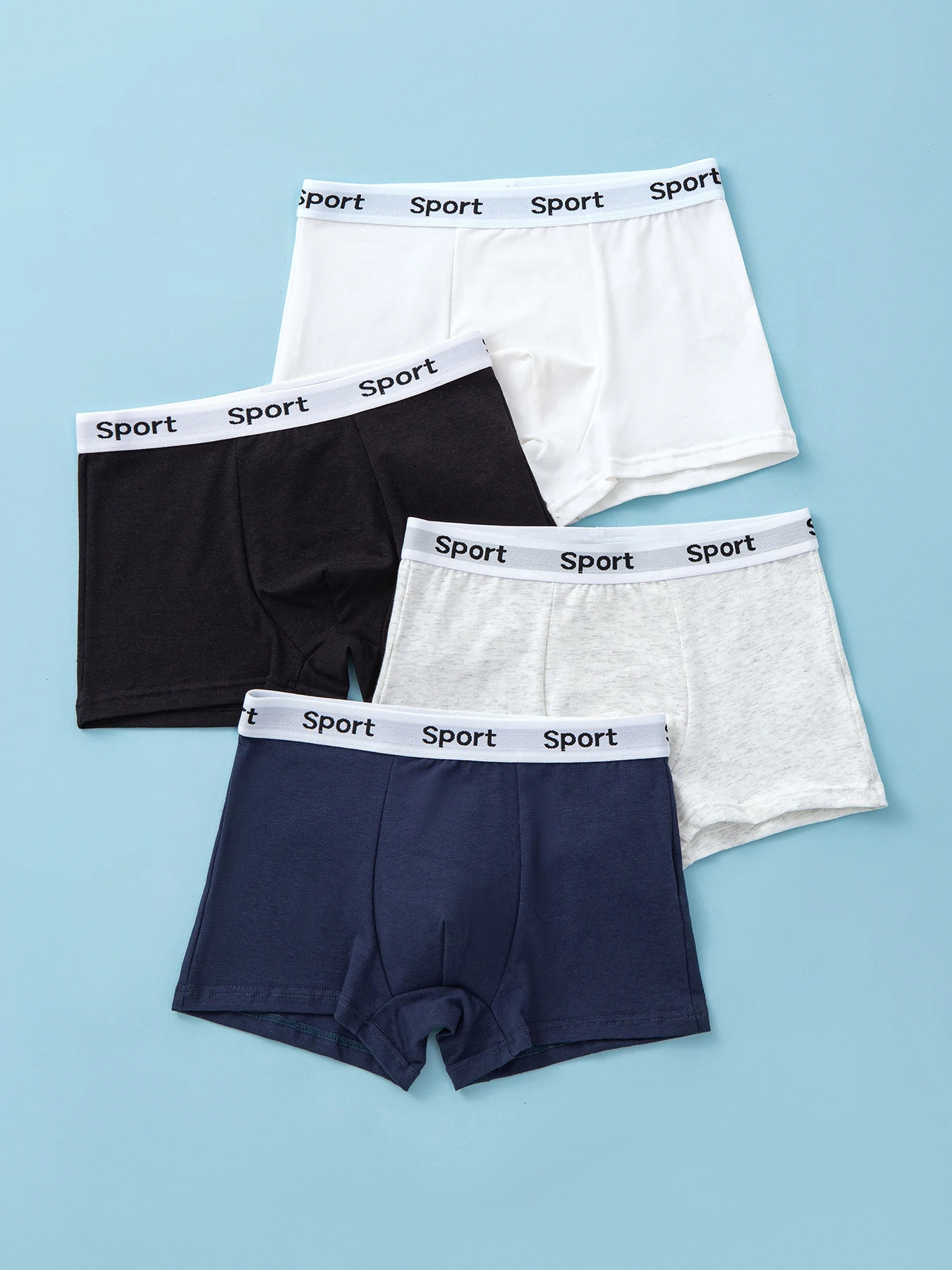 4pcs Mixed Color Chuldrens Boxer Briefs Cotton Solid Soft Breathable Boys Underwear 260311