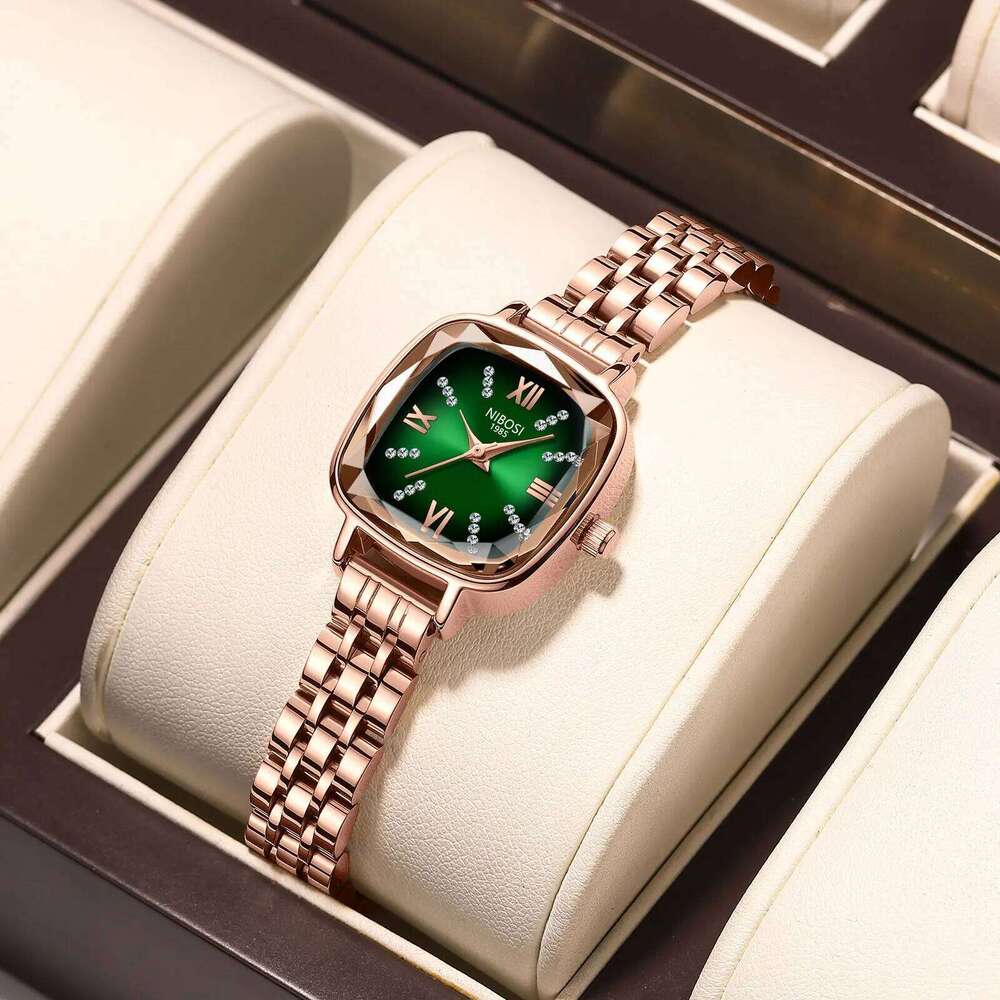 NIBOSI Top Elegant Women Wristwatch Luxury Waterproof Ladies Watch Stainless Steel Rectangle Quartz Women's Watches Female Reloj