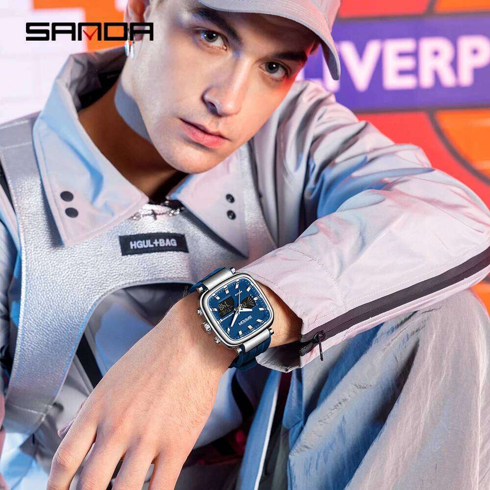 Fashion SANDA Top Brand New 6282 Dual Display Sports Waterproof LED Men's Timing Electronic Watch