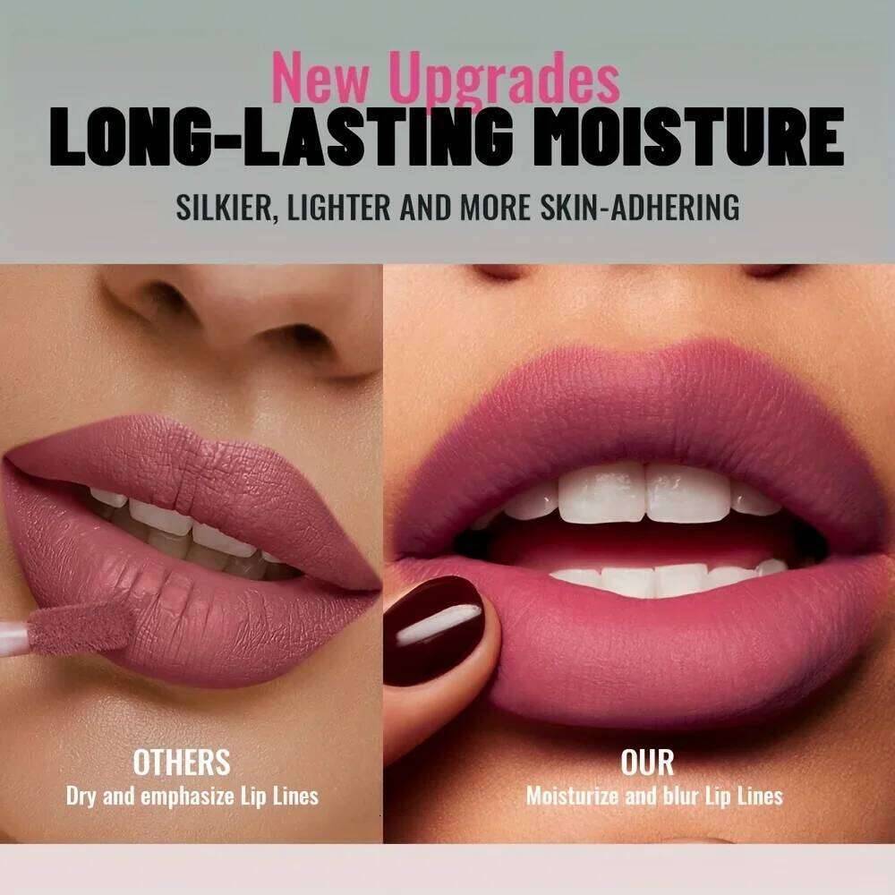 1pc Matte Tint Lip Mud, Smooth Velvet Finish, High Pigment, Smudge No Fade, Non-Transfer Liquid Lipstick W260311