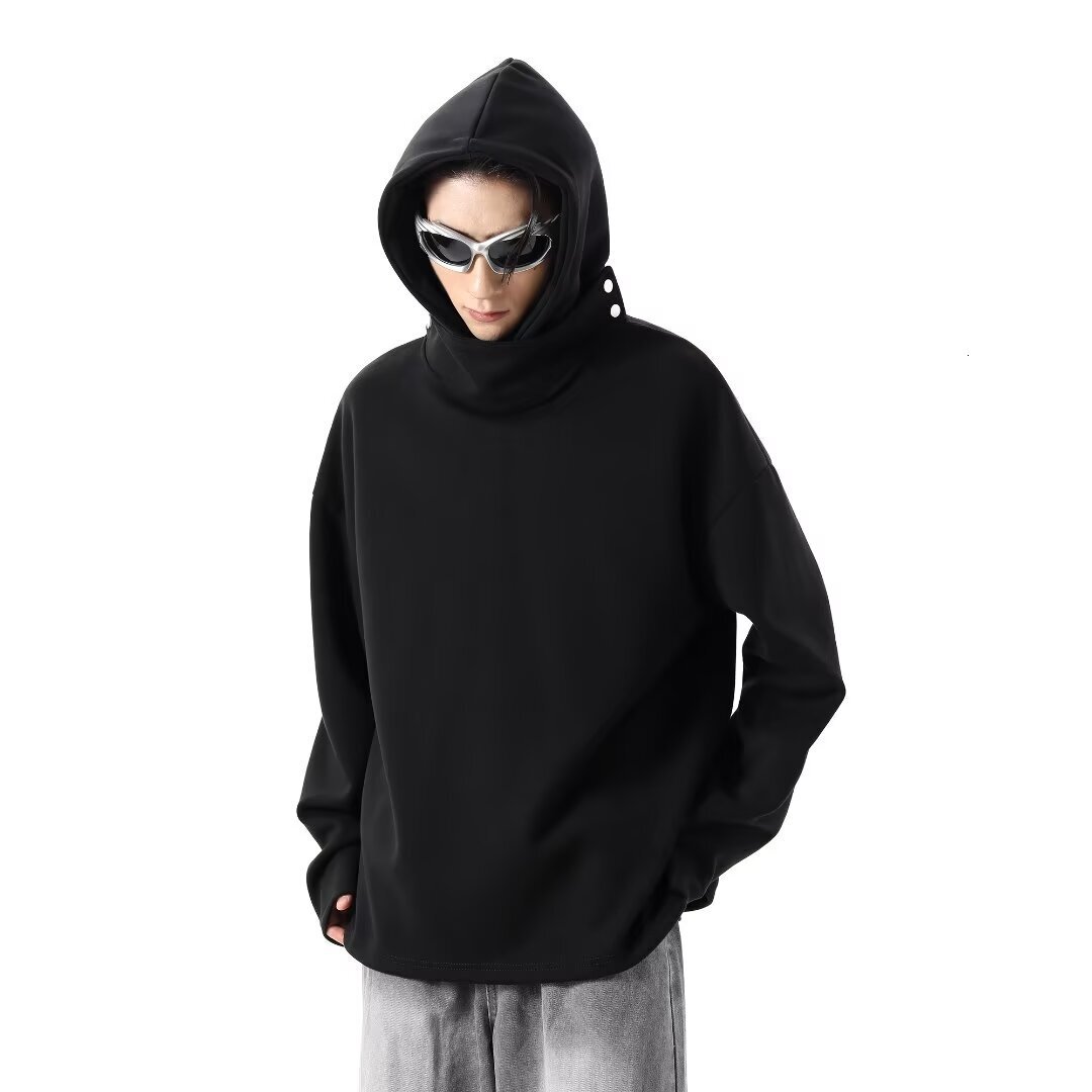 New Style Heavyweight Stand-up Collar Hooded High Street Niche Sweatshirt Unisex Solid Color Pullover Trade Trendy Designer Hoodie Brand Sweatshirt