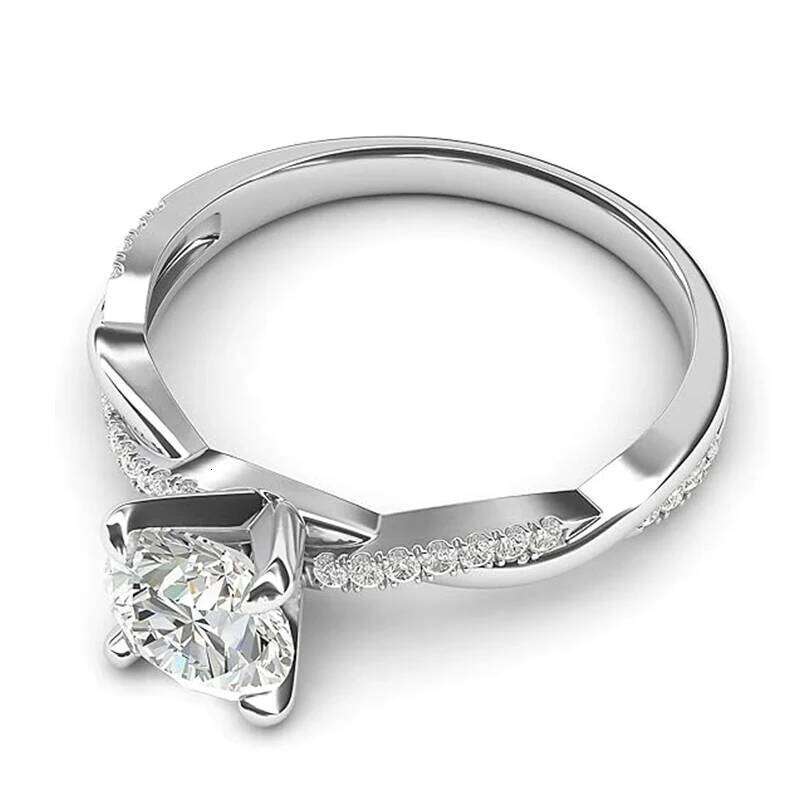 Huitan 925 Sterling Silver Women Rings Minimalist Bright Round Cubic Zirconia Finger Accessories Fashion Bride Wedding Jewelry H260312