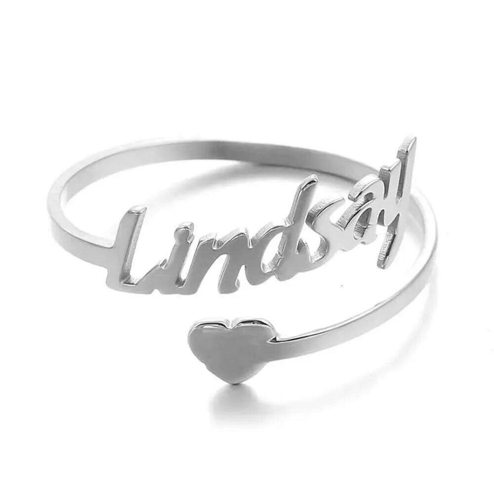 Customized Name Personalized Stainless Steel Heart Couple Ring Women Jewelry Valentine's Day Gift Anillos Mujer H260312