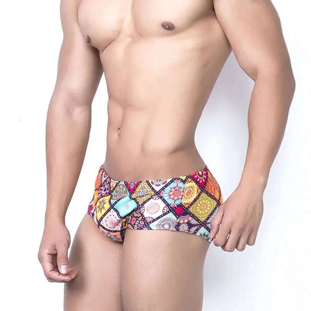 Swimwear Men Retro Grid Bikini Swimsuits Swim Boxer Trunks Board Surf Shorts Classic Brazilian Cut Beach Underwear Briefs Z260312