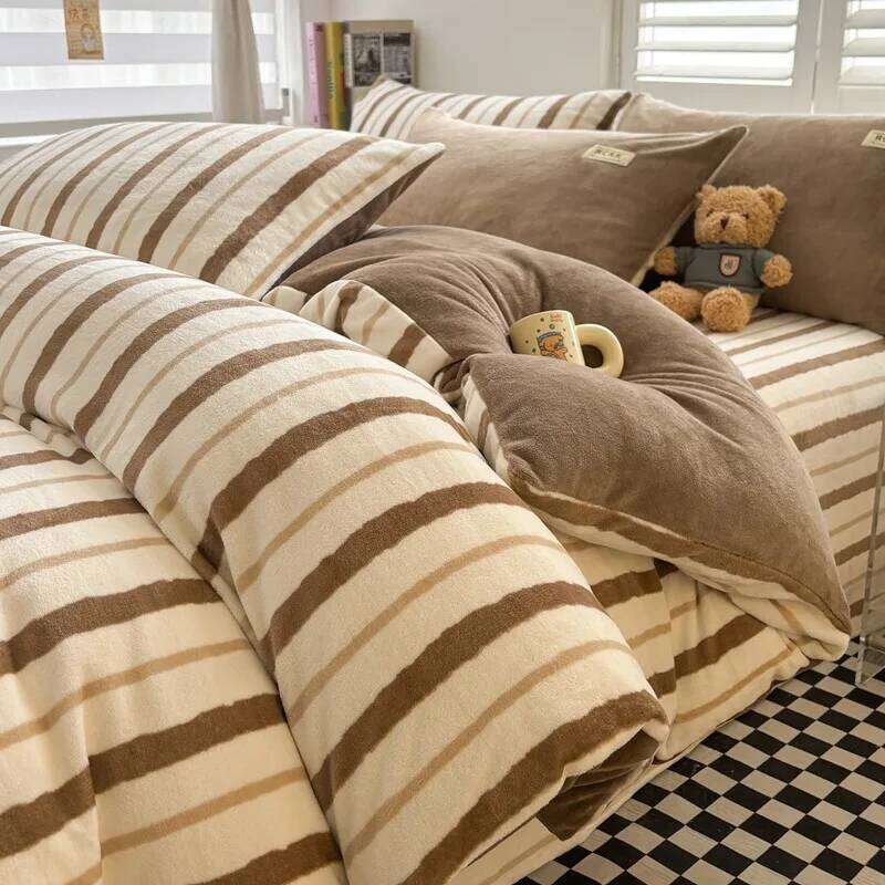 2025 new winter milk four-piece set thickened coral fleece bed sheet quilt cover three-piece bedding H260312