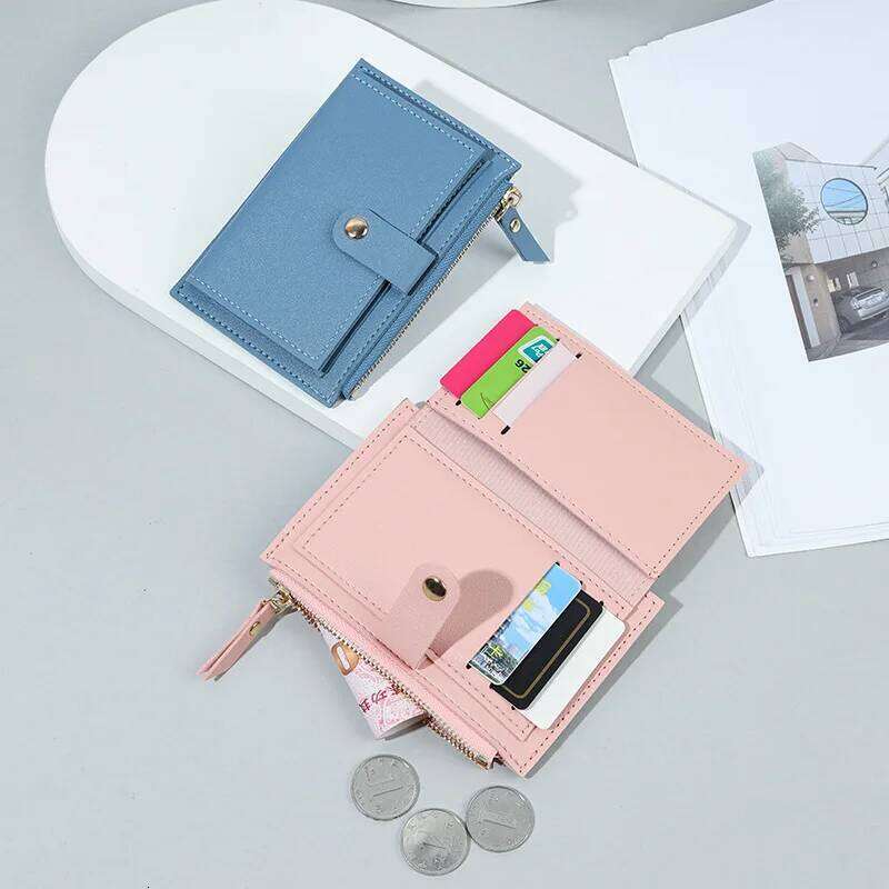 Women PU Leather Female Purse Mini Solid Multi-Cards Holder Coin Short Wallets Slim Small Wallet Zipper Hasp