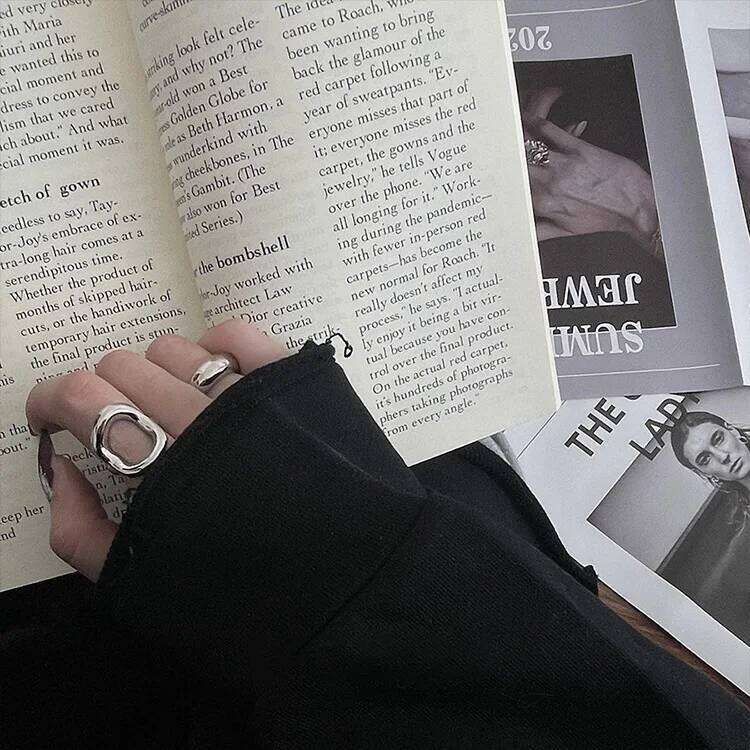 925 Sterling Silver Rings For Women Simple Vintage Handmade Adjustable Finger Hollow Ring Fashion Band Female Bijoux Gift H260312