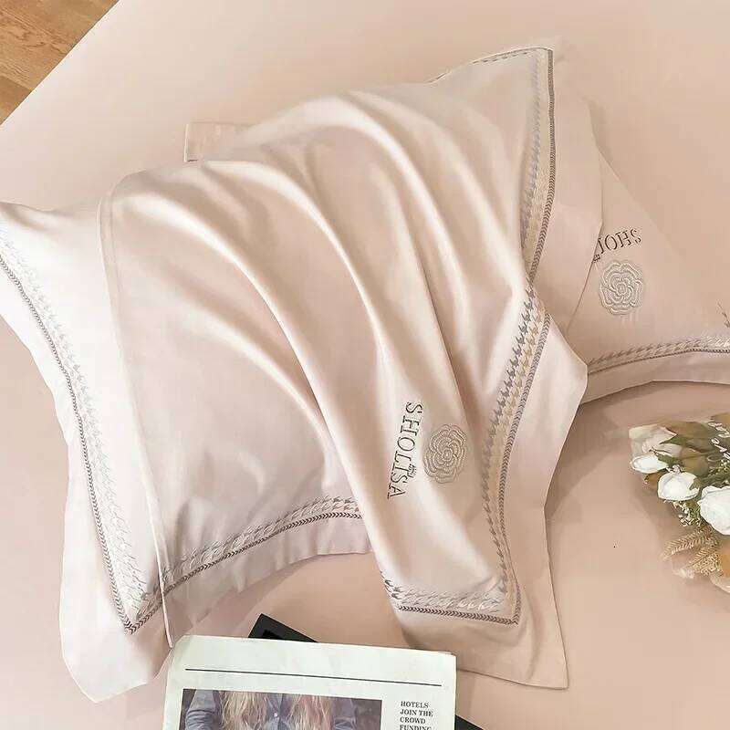 Light Style 120 Thread Count Pure Four Piece Set Embroidered All Cotton Quilt Cover Premium Feeling Bed Sheet H260312