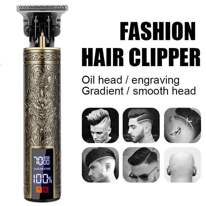 Carving Professional Cutting Barber Rechargeable Hair Trimmer Metal Haircut Machine Clipper for Men C260312