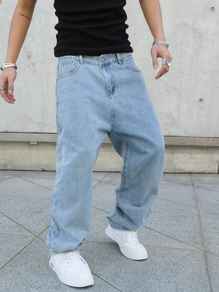 Spring Autumn Men Baggy Jeans Oversize Straight Loose Casual Denim Trousers Solid Color Streetwear Fashion Y2k Wide Leg Pants 260310