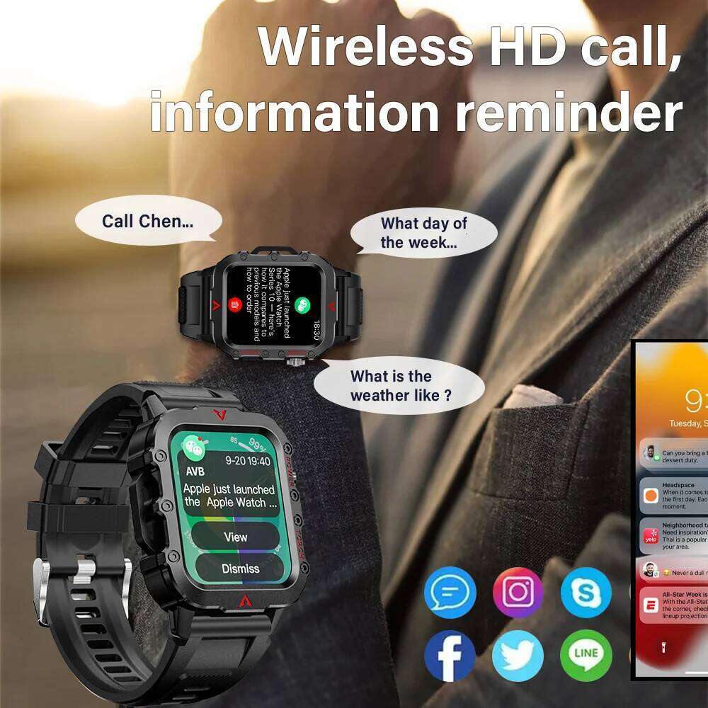 LAXASFIT Sports LED Flashlight Music Player Fitness Tracking Bluetooth Calling Sleep Monitoring 2025 New Smart Watch