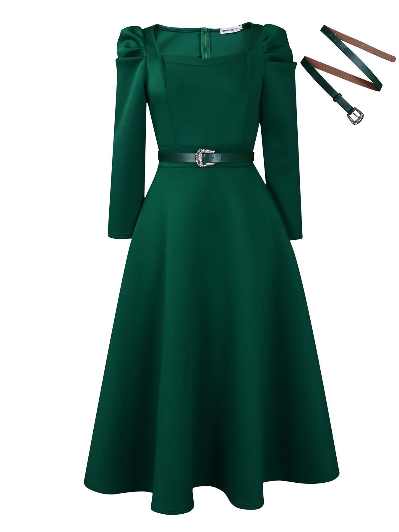 D467 Womens Winter New Fashion Puff Sleeve Plus Size Party Dress