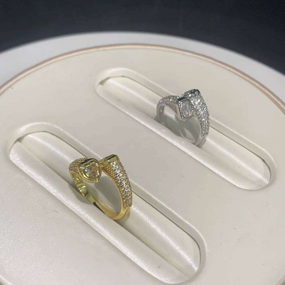 Geometric Rectangle Heart Shaped Micro Paved 5A Sparking Cubic Zirconia CZ Open Adjusted Women Pinky Rings H260312