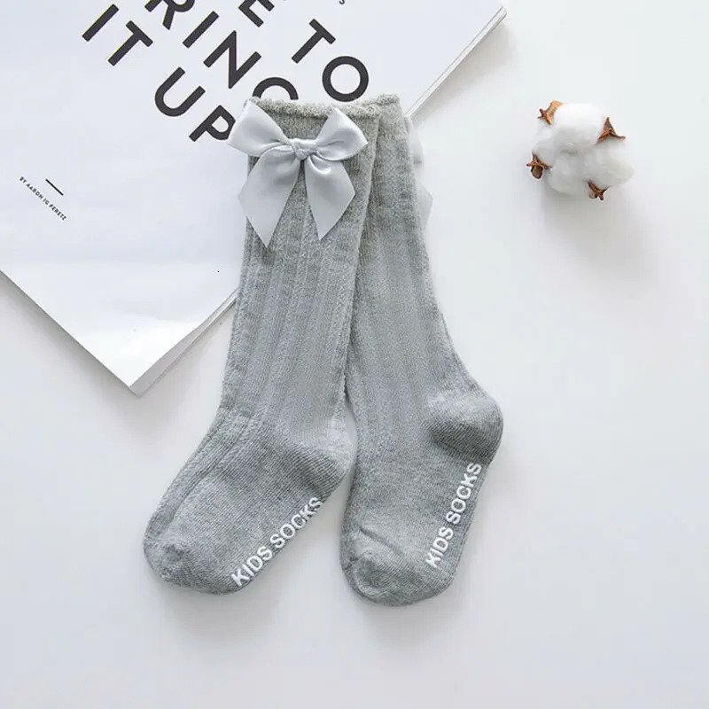 Baby Summer Clothing Kids Toddlers Girls Big Bow Knee High Long Soft Cotton Lace Socks Bowknot 100 260311